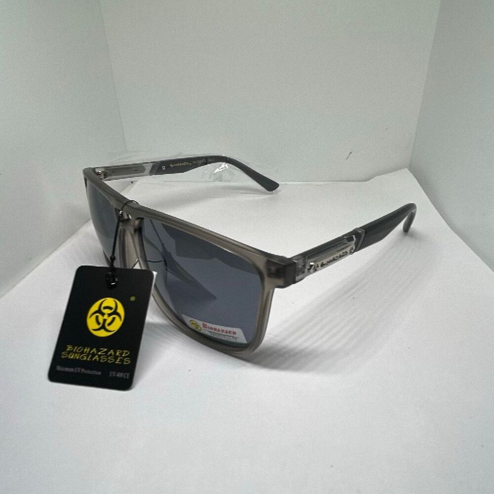 Gray Biohazard UV400 Square Sunglasses – Maximum UV Protection – NWT